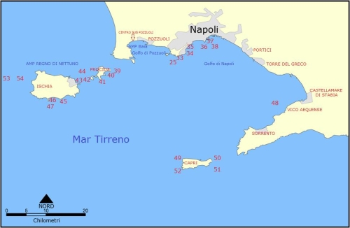 Mappa immersioni del Golfo di Napoli