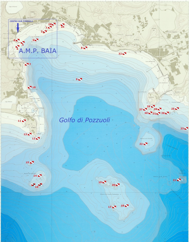 mappa delle immersioni del Golfo di Pozzuoli